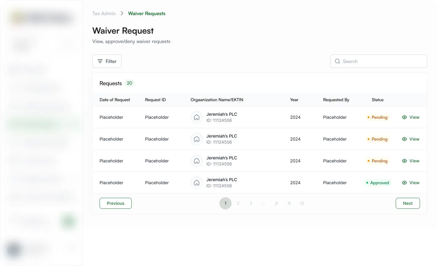 RevOp list of taxpayer waiver requests